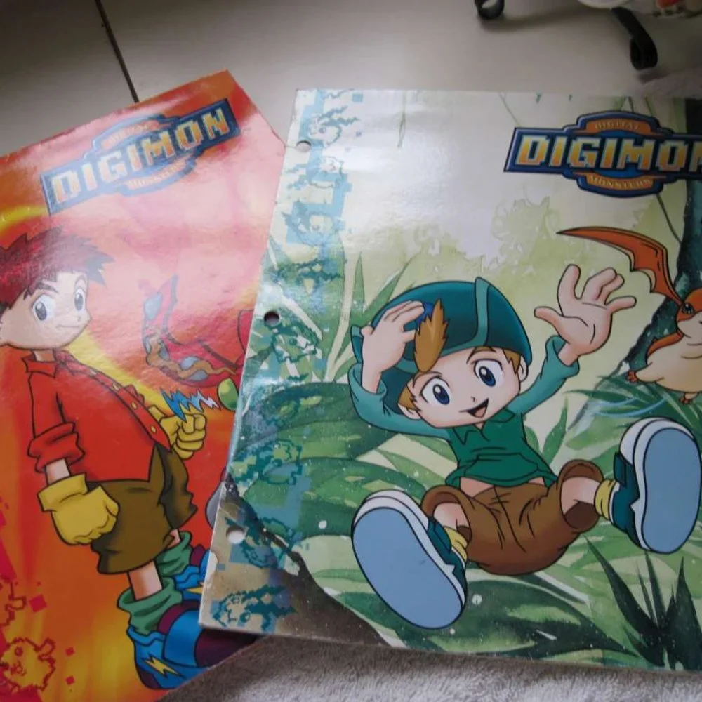 2 Digimon 3 Hole Folders Japanese Animation Anime School Digital Monsters 1999